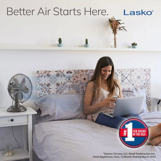 Lasko Classic 12" Table Top Fan (3-speed, manual, metal construction, bronze)