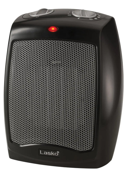 Lasko 9" Ceramic Table Top Heater (3-speed, thermostat, black)