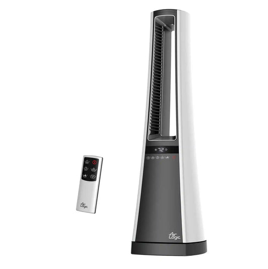 Lasko Air Logic 27" Bladeless Tower Heater (2 heat settings, remote, timer, white/gray)