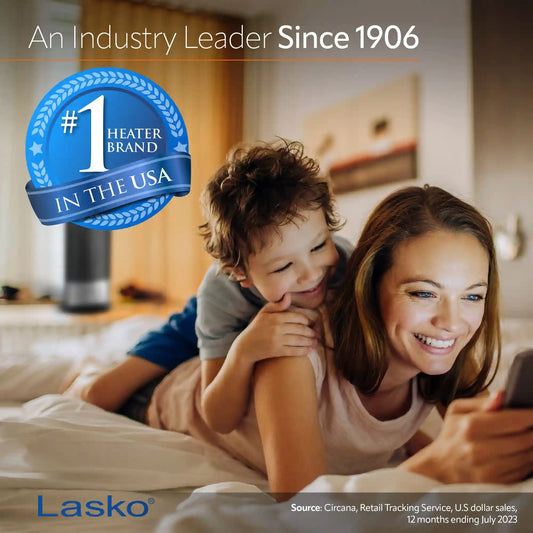 Lasko 1500W Full Circle Warmth Ceramic Tower Space Theater with Remote Control, CT24362, Black