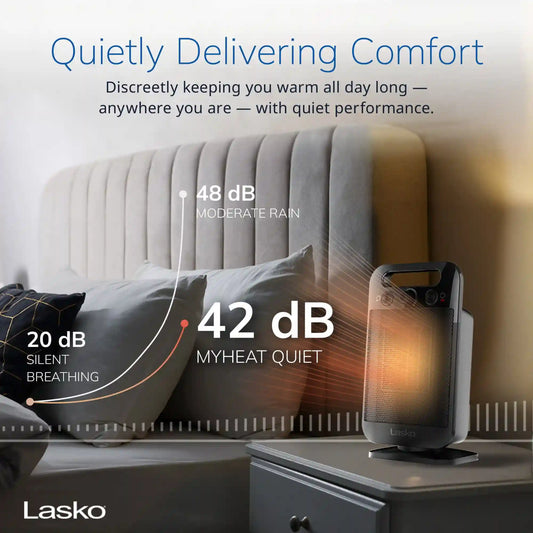 Lasko CD12100 Oscillating Personal Space Heater with Adjustable Thermostat, Black