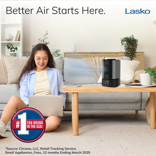 Lasko SlumberBreeze 2-in-1 Table Fan and White Noise Machine, SB100, Black