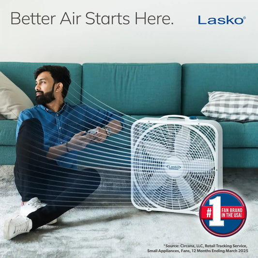 Lasko Weather-Shield® Performance 20" Box Fan (3-speed, manual, white)