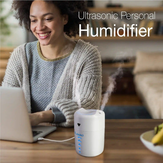 Lasko Ultrasonic Personal Cool Mist Humidifier with Nightlight, UH150, White