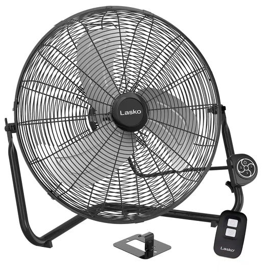 Lasko 20" High Velocity Commercial Floor or Wallmount fan with Remote Control, H20660, Black