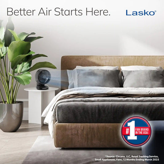 Lasko Whirlwind 7" Orbital Air Circulator Fan (3-speed, remote, black)