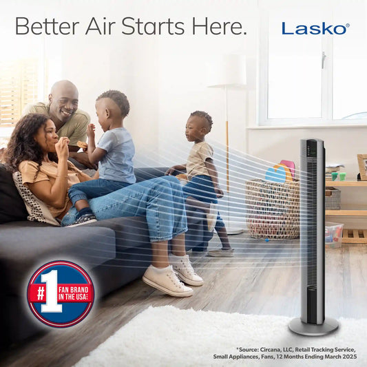 Lasko Xtra Air 48" Tower Fan (4-speed, remote, timer, gray)