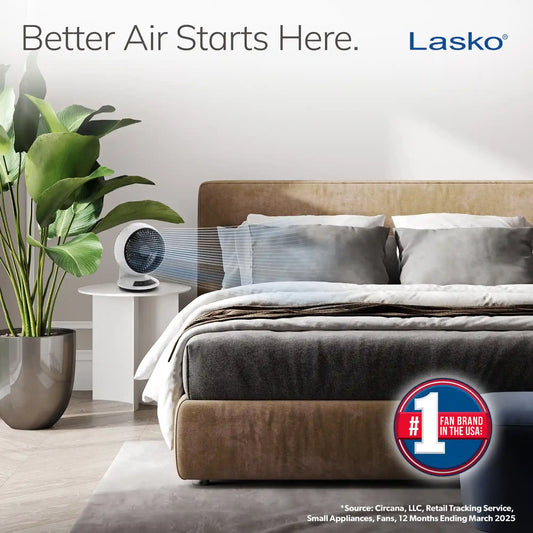 Lasko Whirlwind 7" Orbital Air Circulator Fan (3-speed, remote, white)