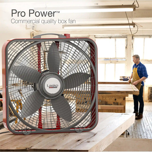 Lasko 20" 3-Speed Pro Power™ Industrial Grade Box Fan (red)