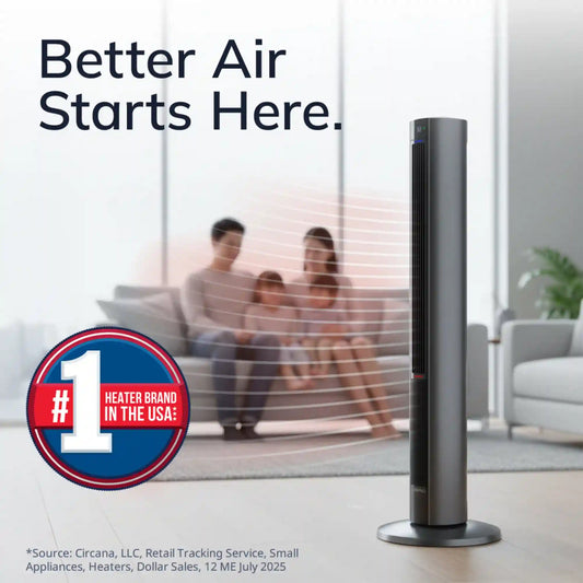 Lasko All Season Tower Fan and Space Heater with Remote, FH515, Black